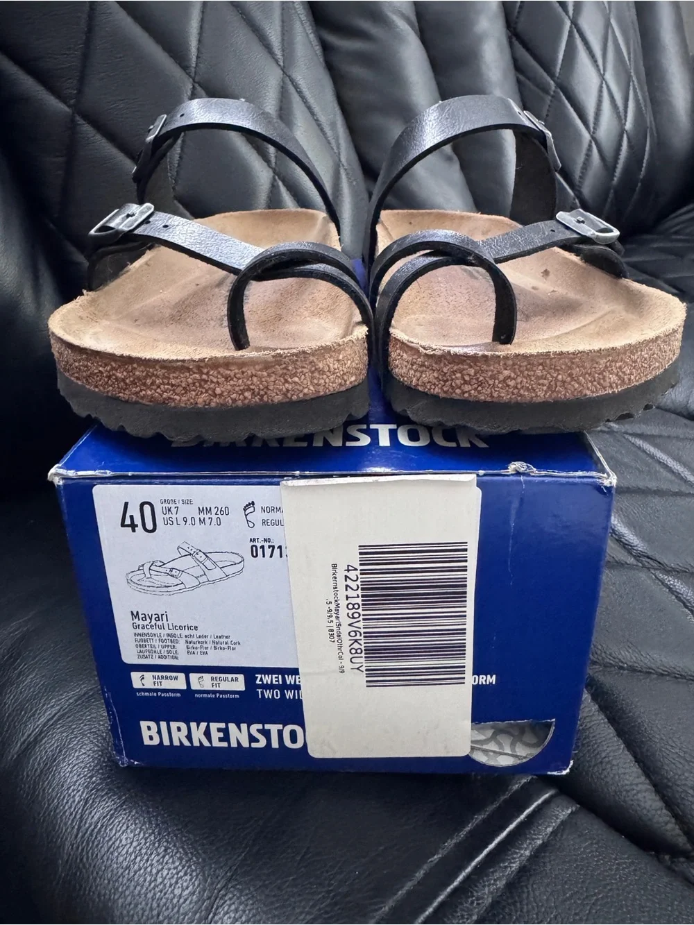 Birkenstock Mayari Black Leather Strappy Sandals